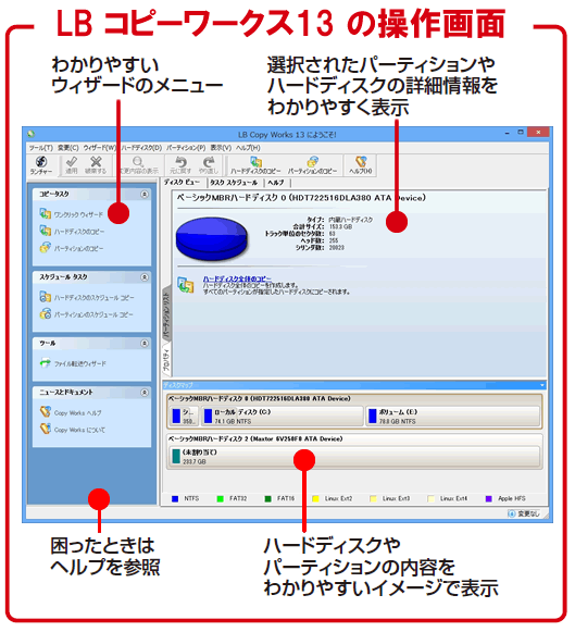 LB コピー ワークス13の操作画面