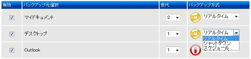バックアップのタイミングも対象（フォルダ）毎に設定可能